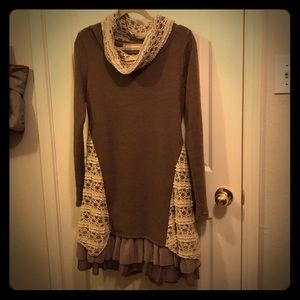 Olive lace sweater dress
